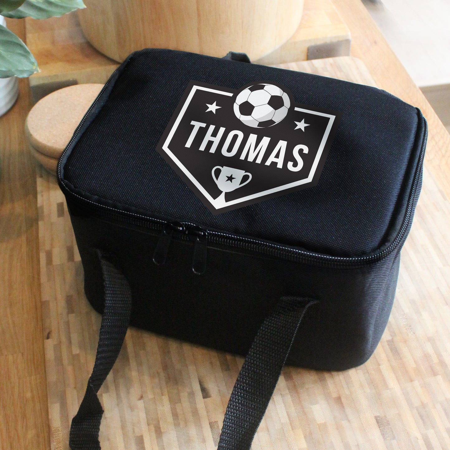 Personalised Football Lunch Bag - Black