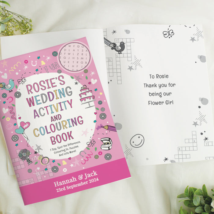 Personalised Children’s Pink A4 Wedding Activity & Colouring Book