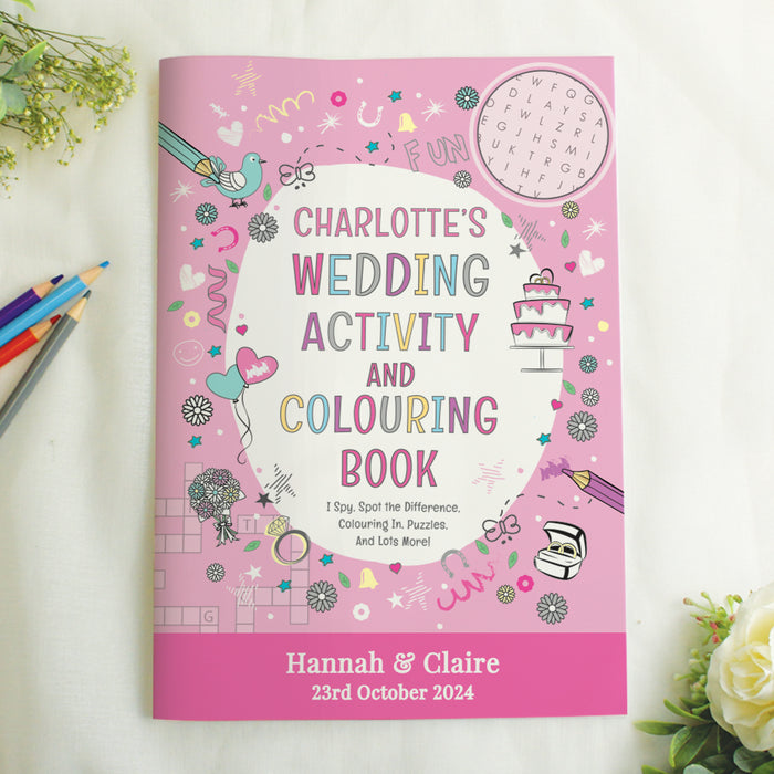 Personalised Children’s Pink A4 Wedding Activity & Colouring Book