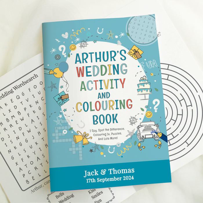 Personalised Children’s Blue A4 Wedding Activity & Colouring Book