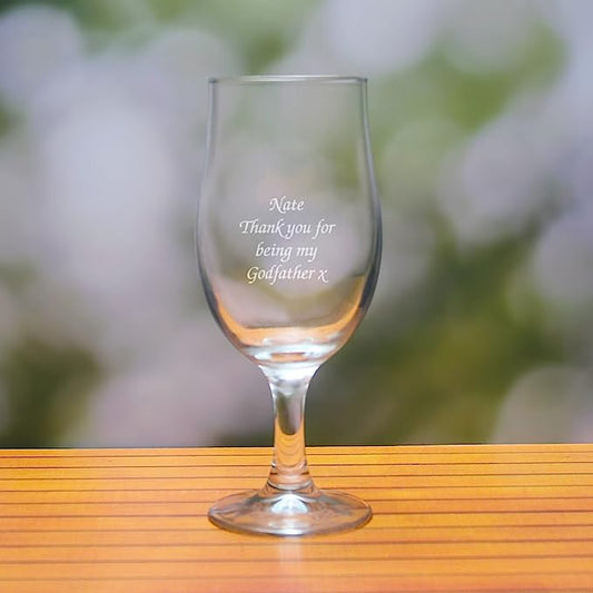 Personalised Engraved 13oz Stemmed Cider Beer Glass Gift Boxed