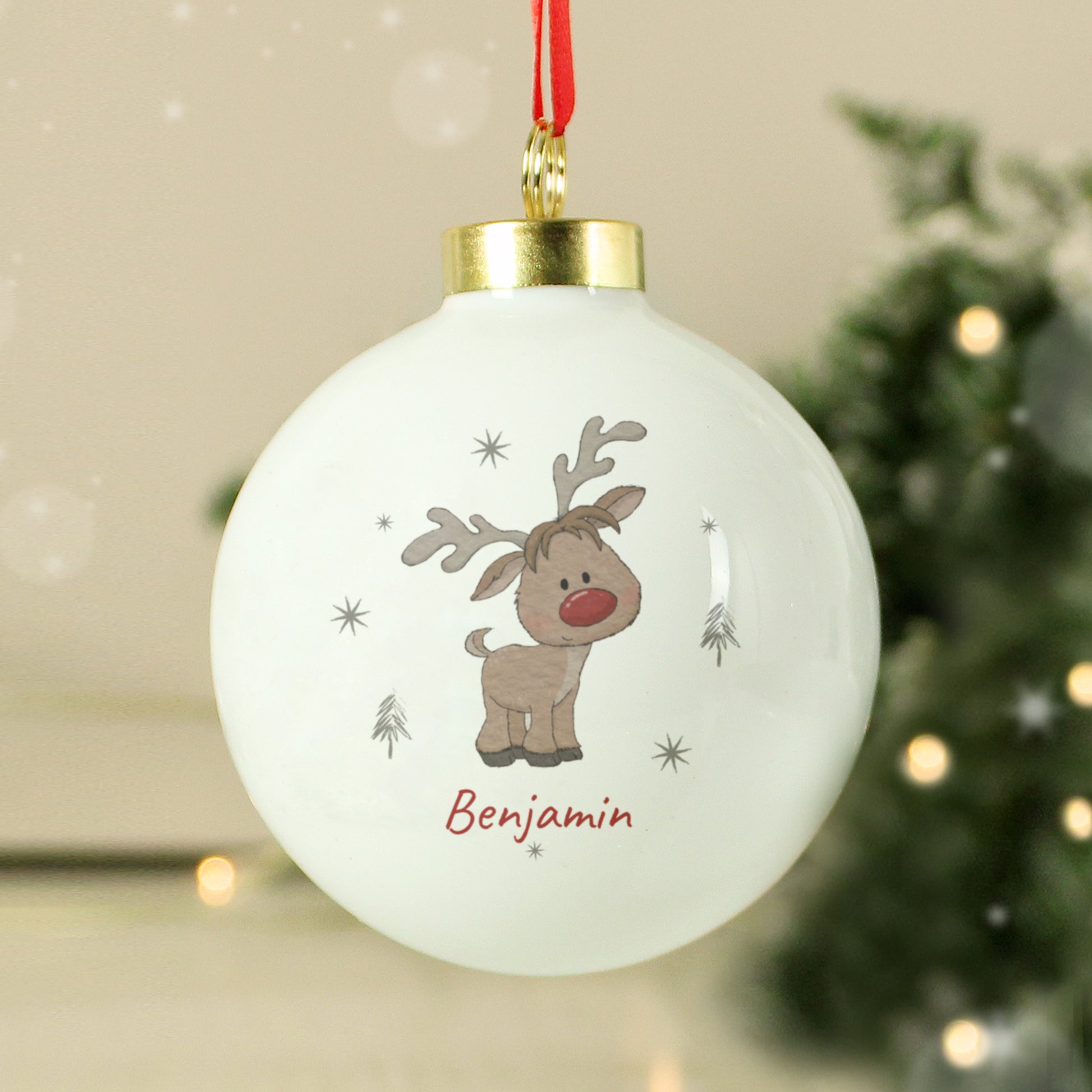 Personalised Little Reindeer 1st Christmas Bauble