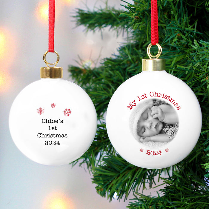 Personalised My 1st Christmas Photo Upload Bauble