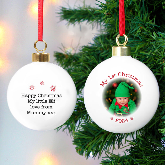 Personalised My 1st Christmas Photo Upload Bauble