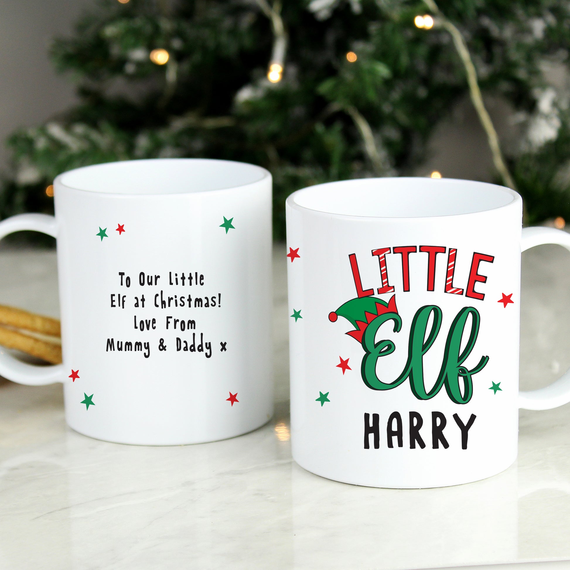 Personalised Little Elf Christmas Plastic Mug