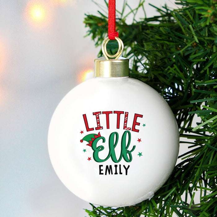 Personalised Little Elf Christmas Bauble