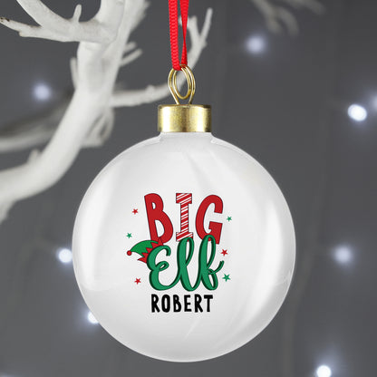 Personalised Big Elf Christmas Bauble