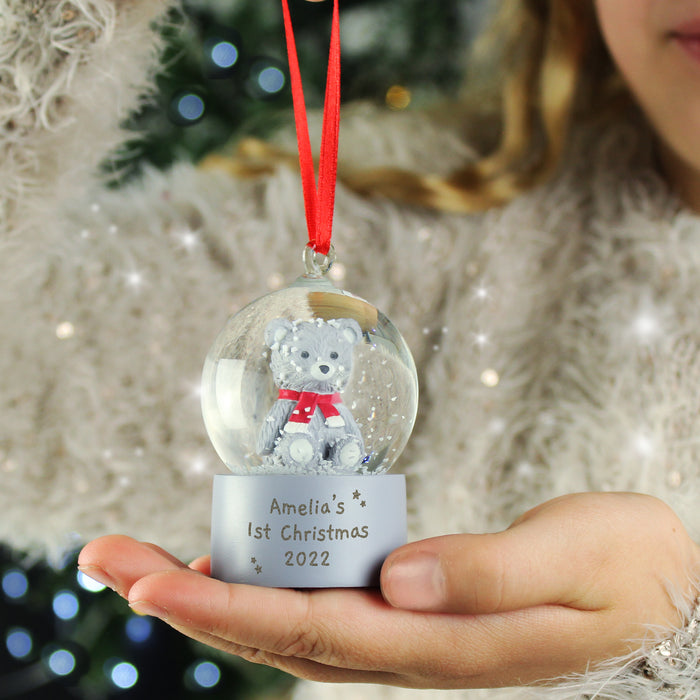 Personalised Baby’s 1st Christmas Teddy Bear Snow Globe Decoration