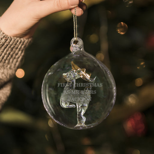 Personalised Glass Reindeer Christmas Bauble