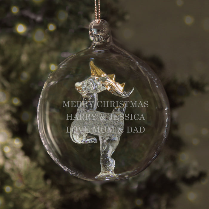 Personalised Glass Reindeer Christmas Bauble