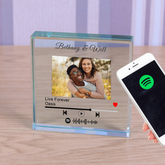 Our Song Spotify Song Playlist Photo Glass Token - Anniversary Valentines Gift