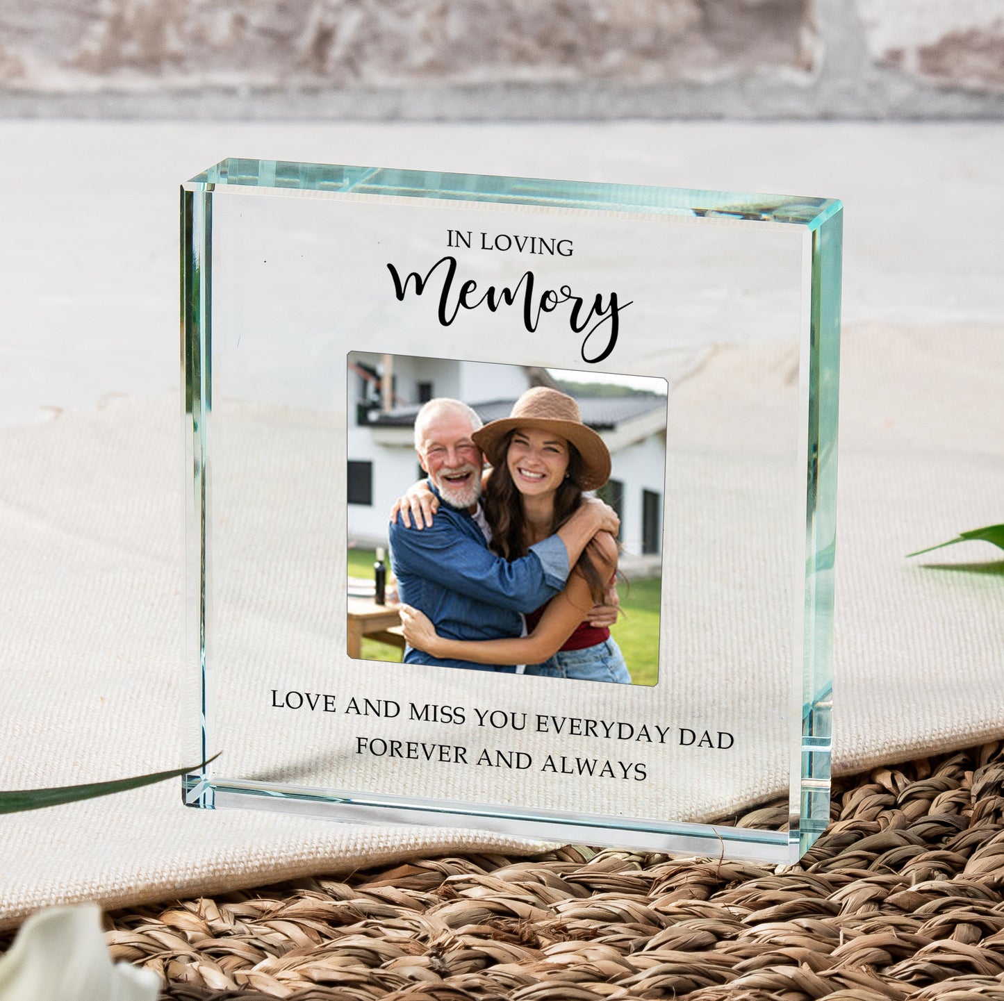 Personalised Photo Memorial Glass Token - In Loving Memory