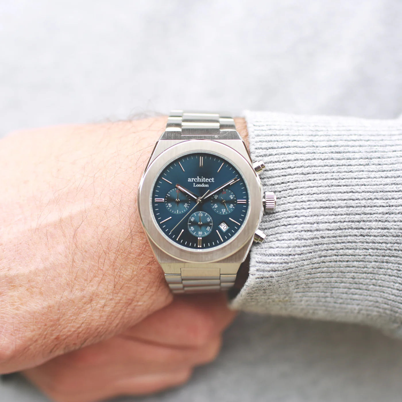 Engraved Men's Architect Orbix Chronograph Blue Watch