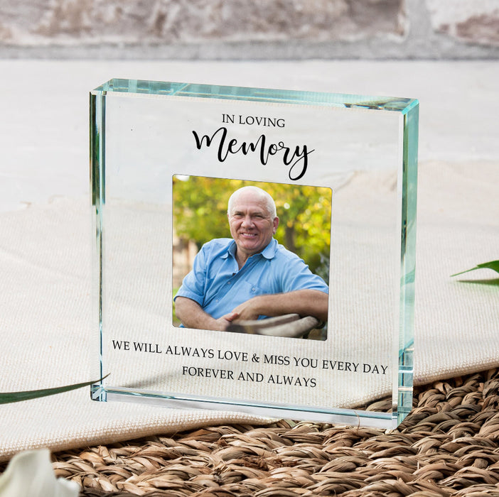 Personalised Photo In Loving Memory Memorial Glass Block