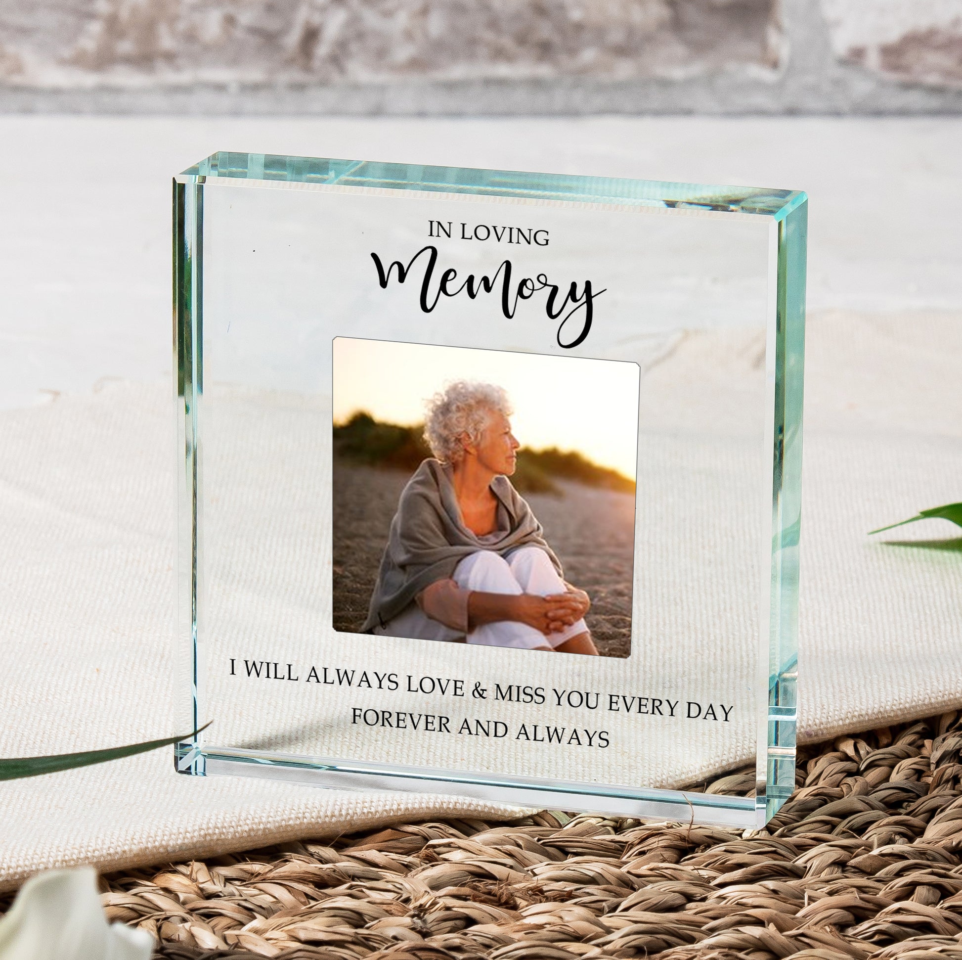 Personalised Photo Memorial Glass Token - In Loving Memory