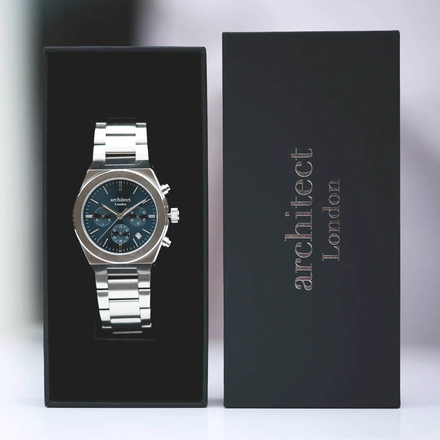 Engraved Men's Architect Orbix Chronograph Blue Watch