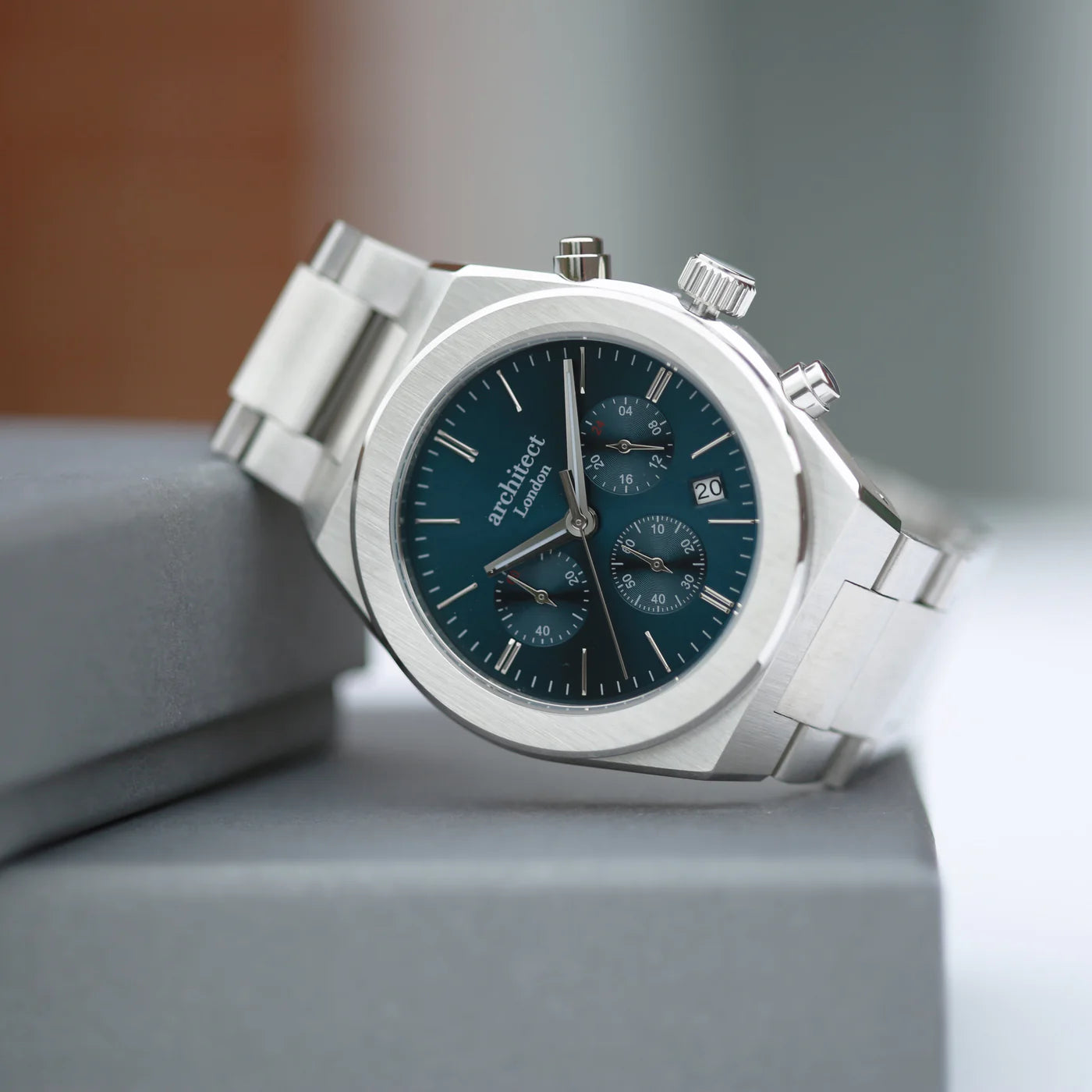 Engraved Men's Architect Orbix Chronograph Blue Watch