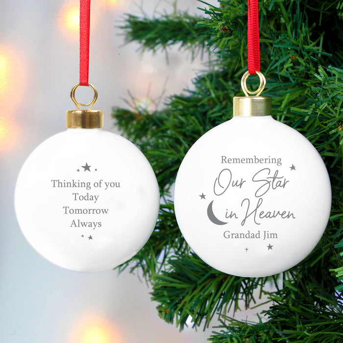 Personalised Our Star In Heaven Memorial Christmas Bauble