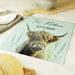 Personalised Highland Cow Glass Chopping & Worktop Saver Board