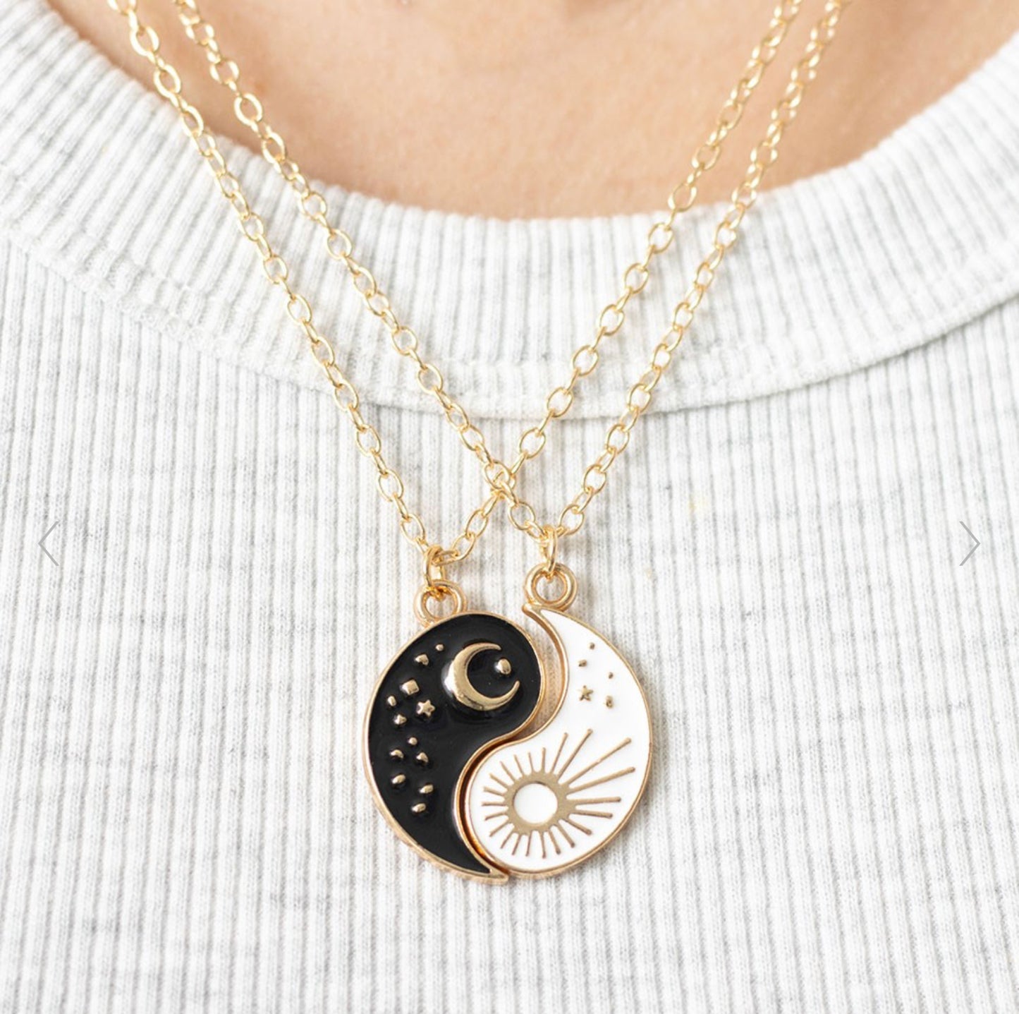 Pair of Yin Yang Best Friend Pendant Necklaces