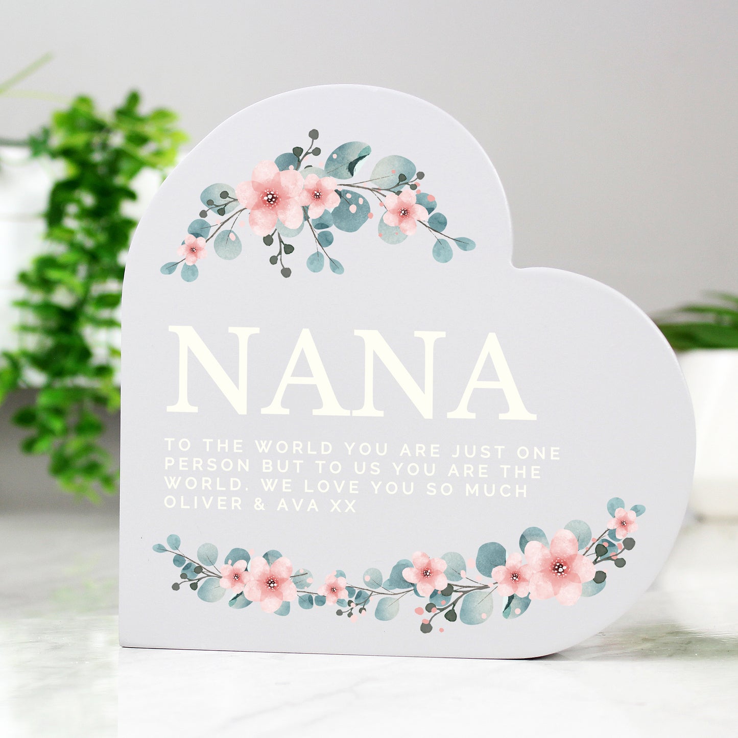 Personalised Floral Free Standing Heart Ornament