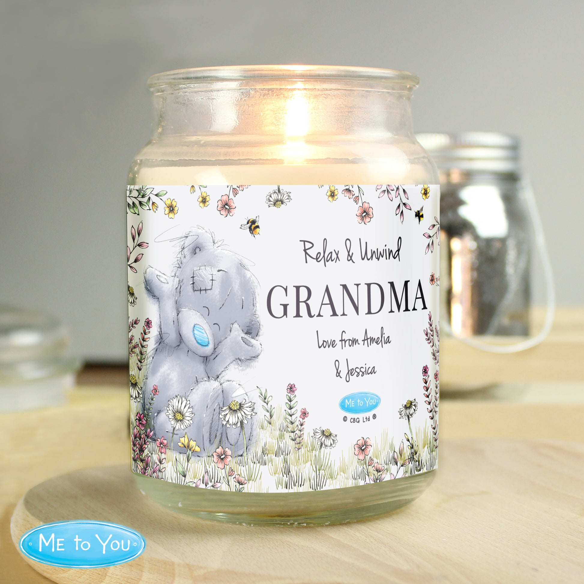 Personalised Me to You Floral Large Scented Jar Candle