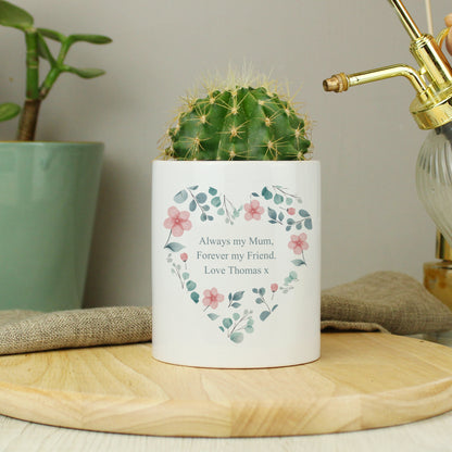 Personalised Floral Heart Ceramic Storage Pot