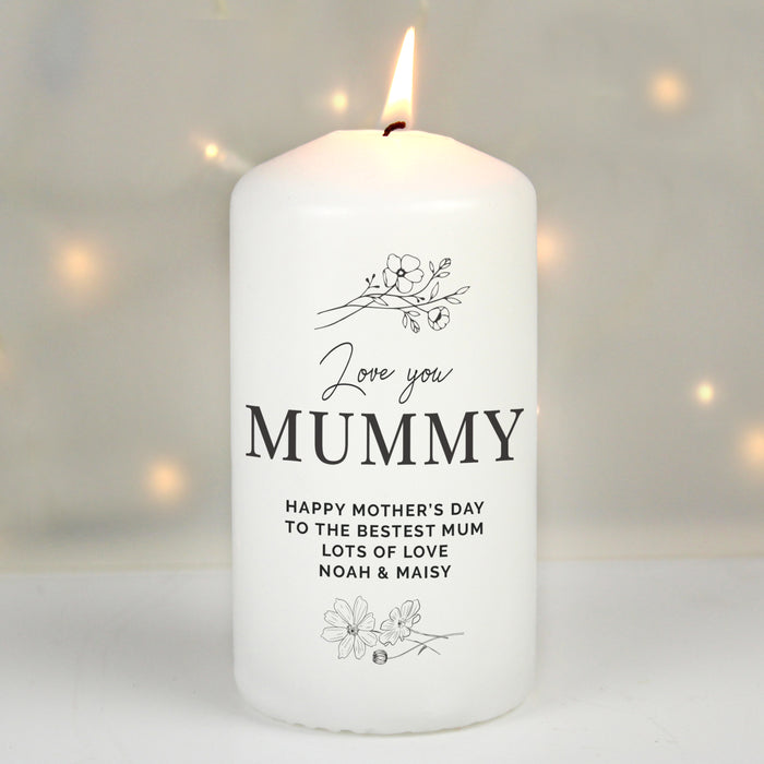 Personalised Floral Pillar Candle