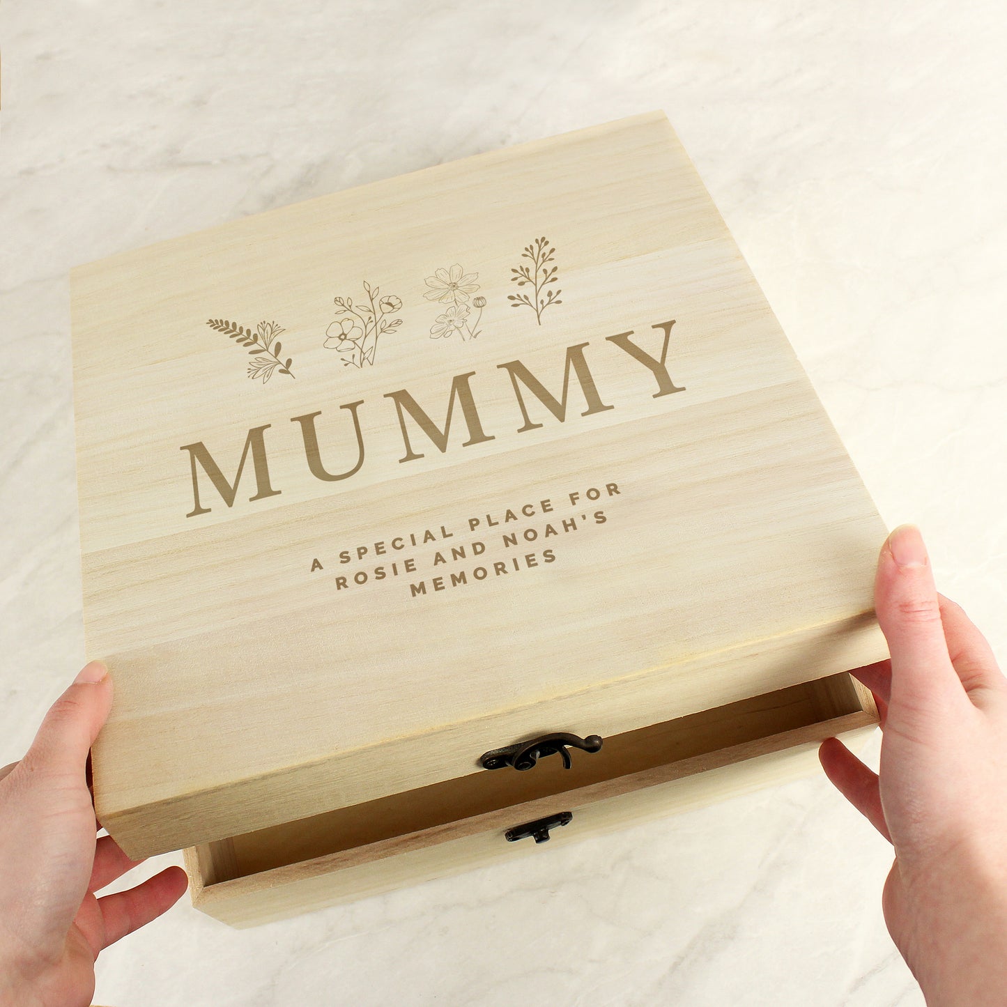 Personalised Floral Wooden Keepsake Box