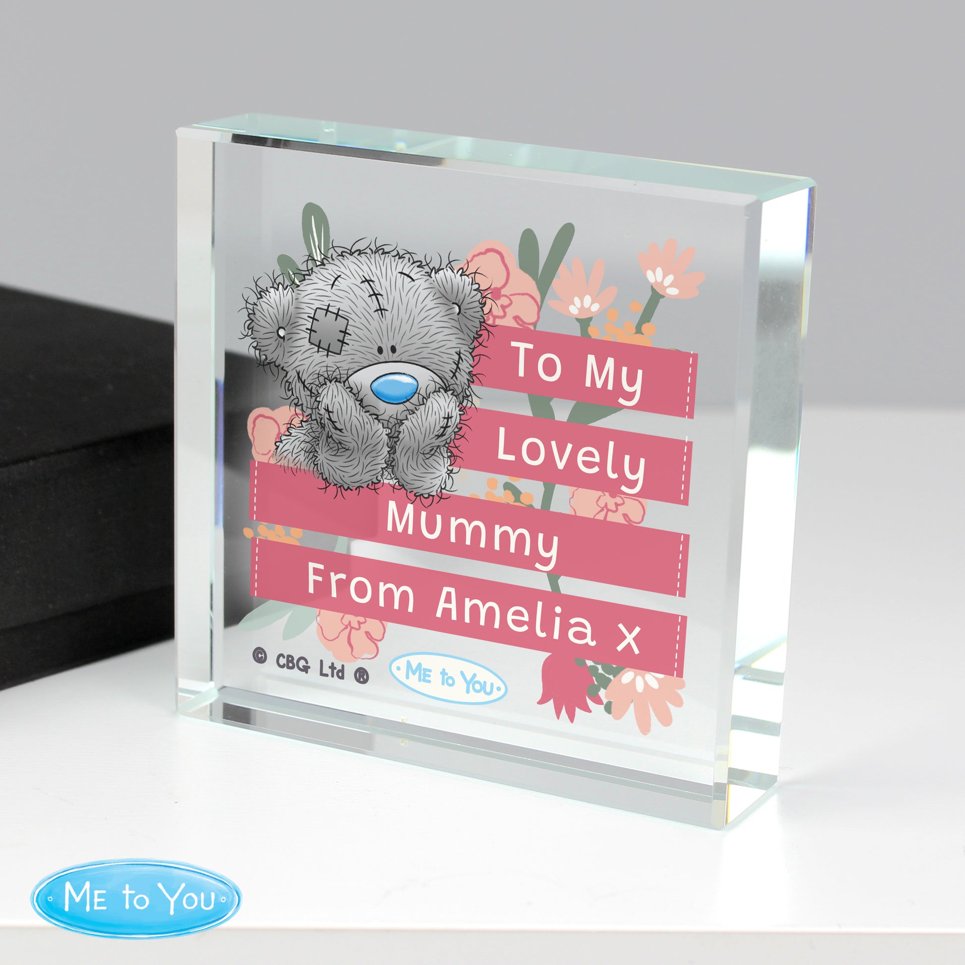 Personalised Me To You Floral Crystal Glass Token