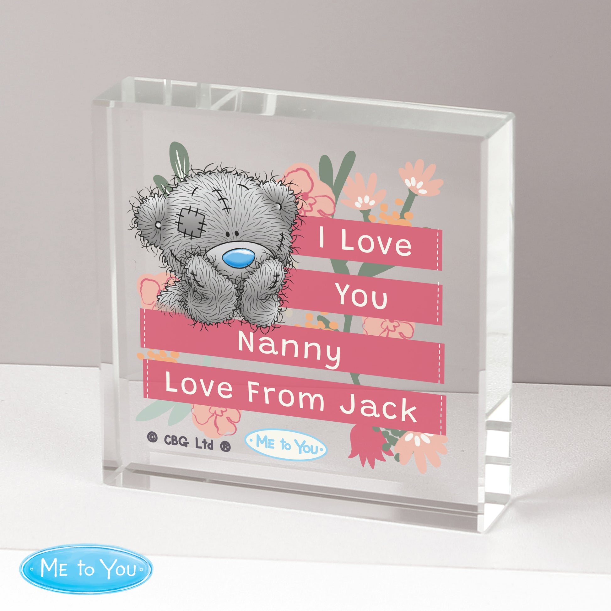 Personalised Me To You Floral Crystal Glass Token