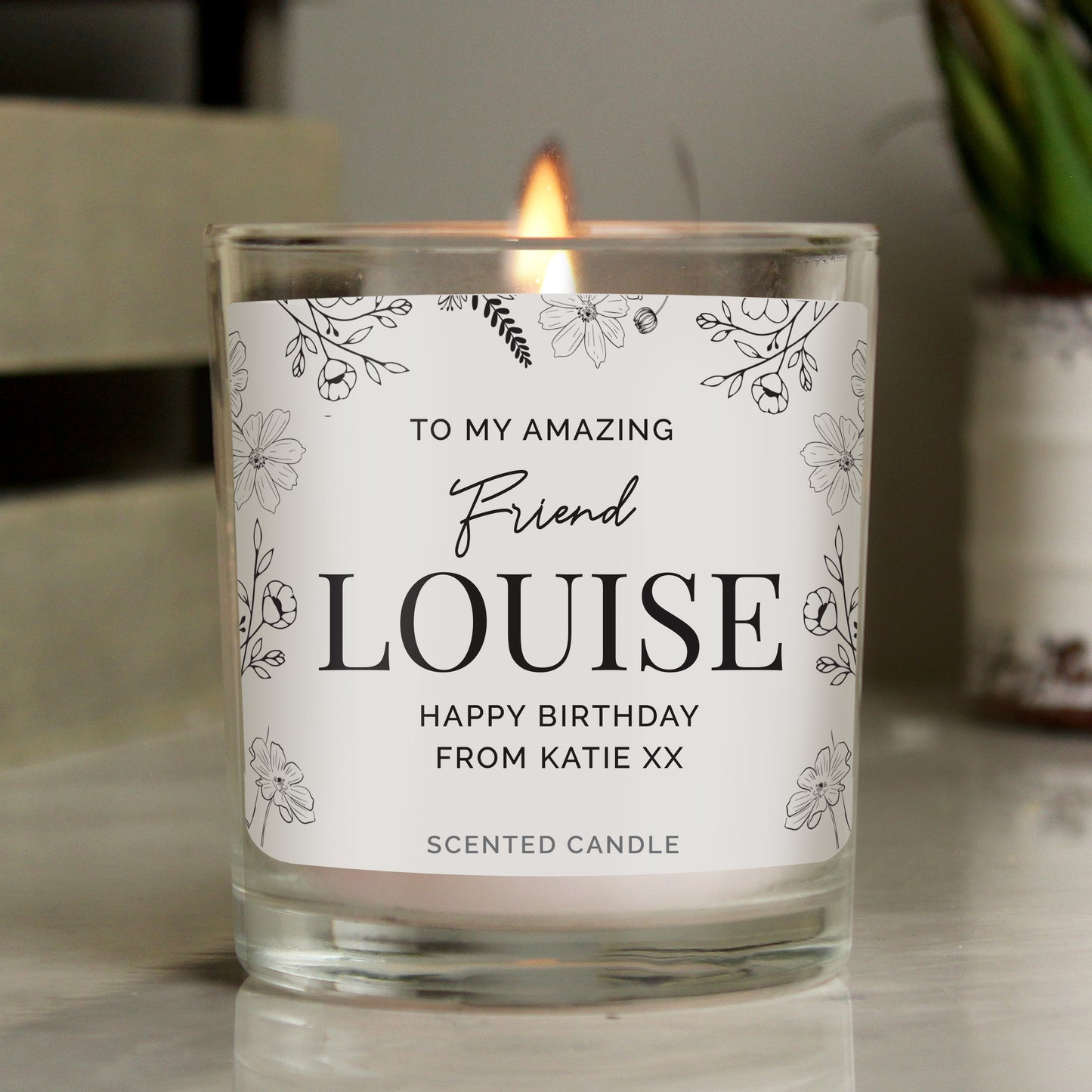 Personalised Floral Scented Jar Candle