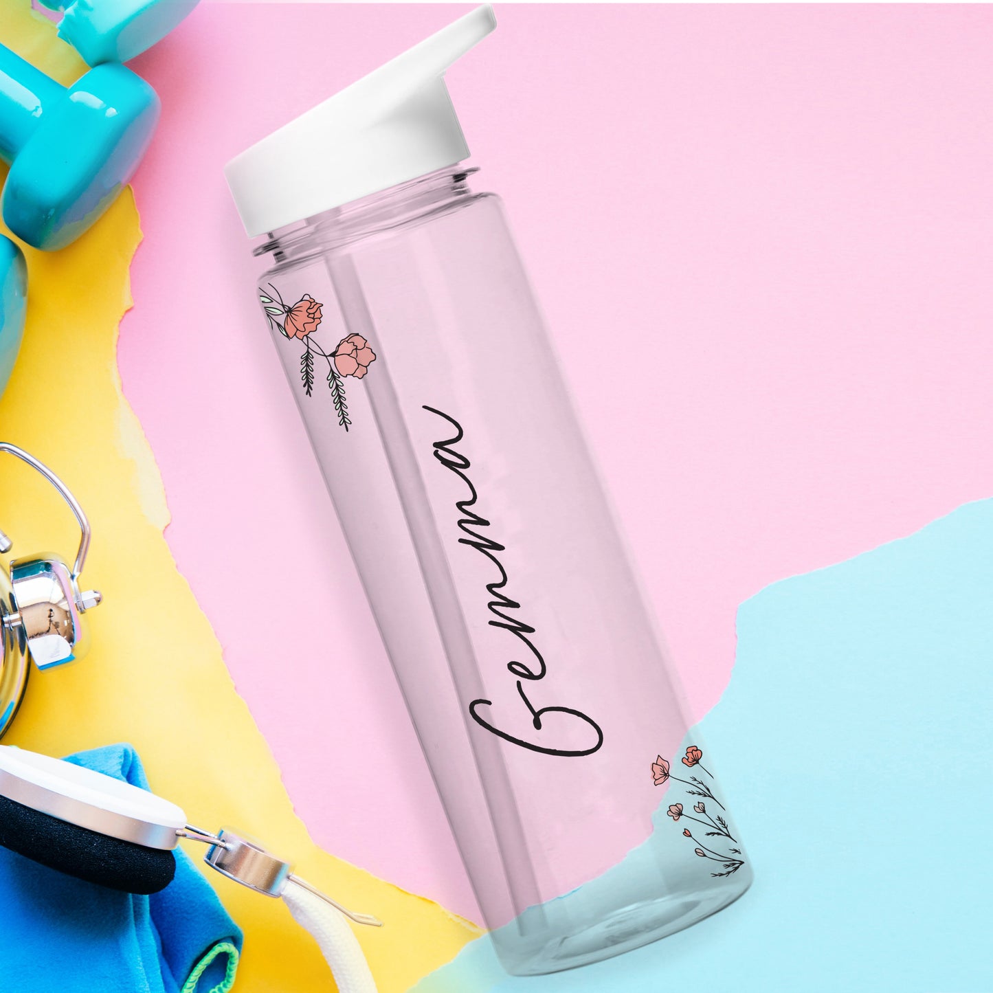 Personalised Floral Water Bottle