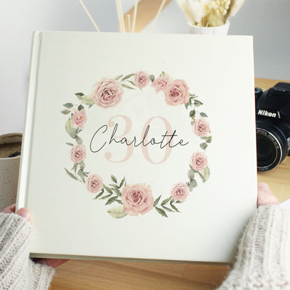 Personalised Floral Wreath Square Photo Album