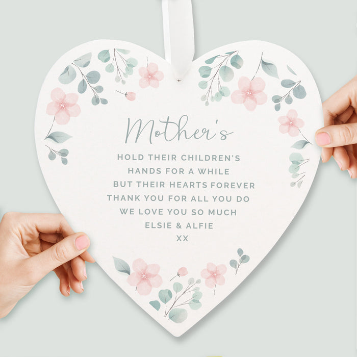 Personalised Floral Large Wooden Heart Decoration