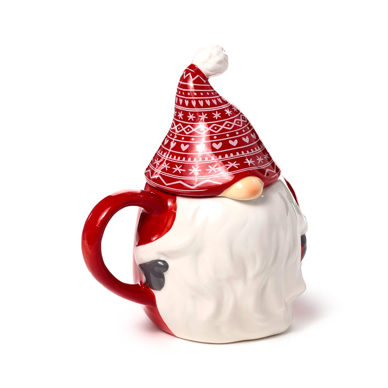 Scandi Christmas Gonk Ceramic Lidded Animal Mug