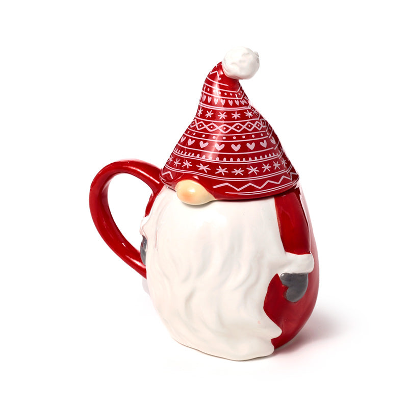 Scandi Christmas Gonk Ceramic Lidded Animal Mug