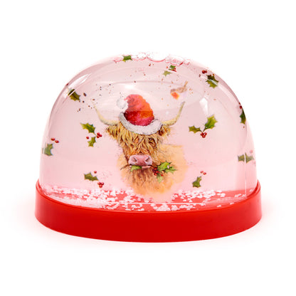 Christmas Highland Cow Large Glitter Snow Globe