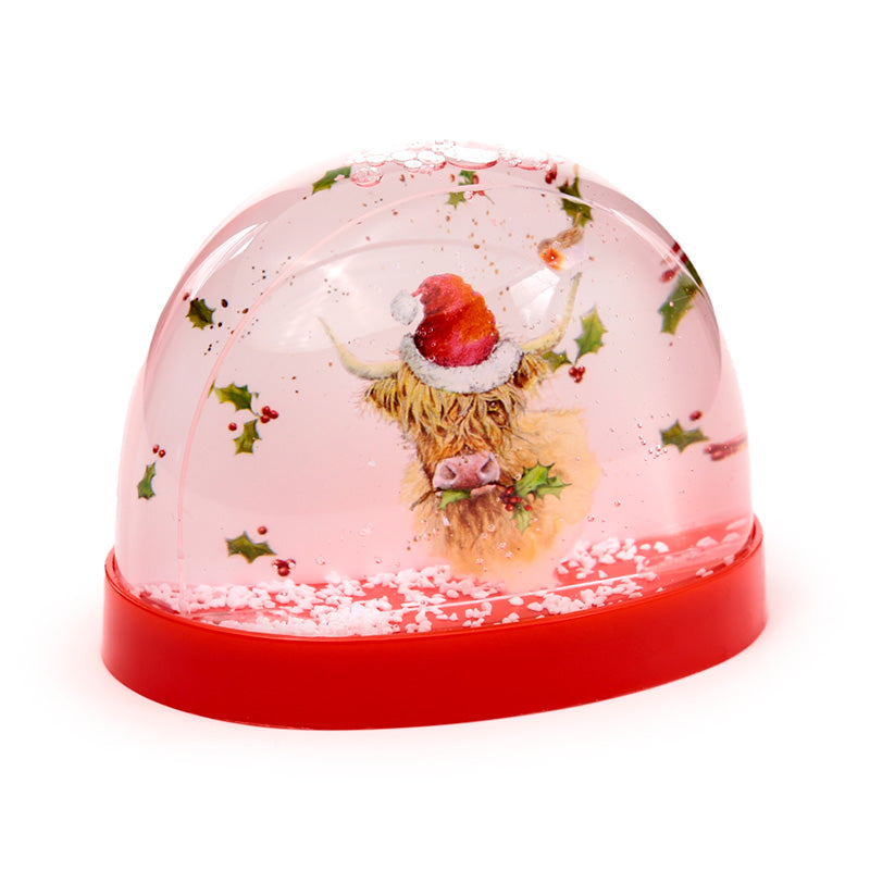 Christmas Highland Cow Large Glitter Snow Globe