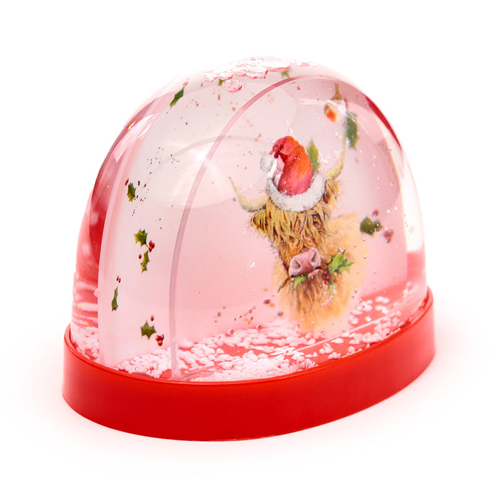 Christmas Highland Cow Large Glitter Snow Globe