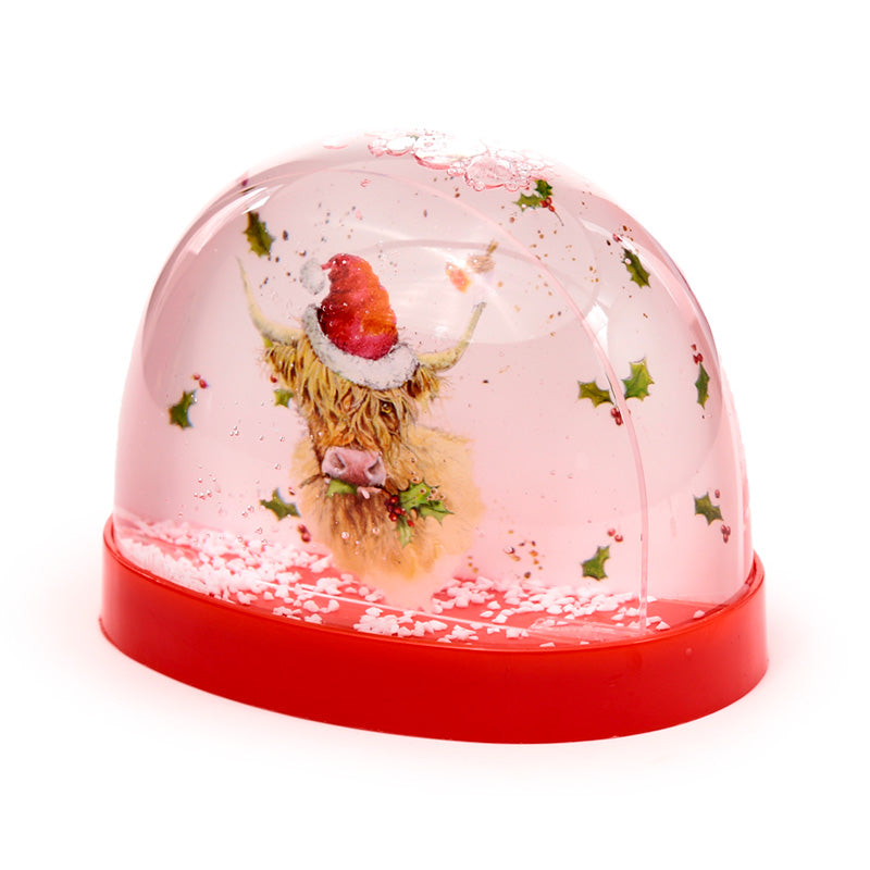 Christmas Highland Cow Large Glitter Snow Globe