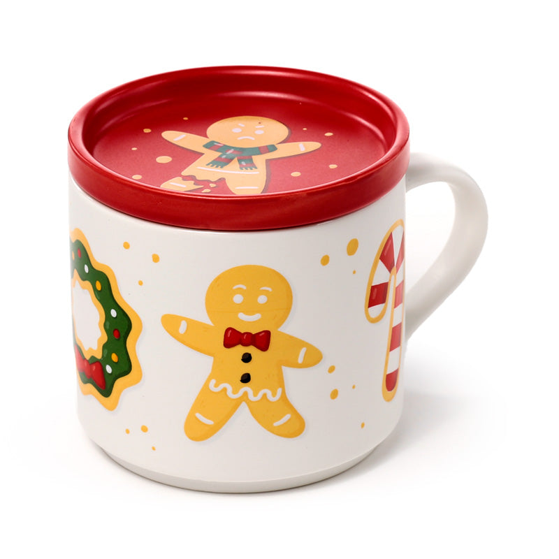 Christmas Gingerbread Porcelain Mug & Coaster Lid Set