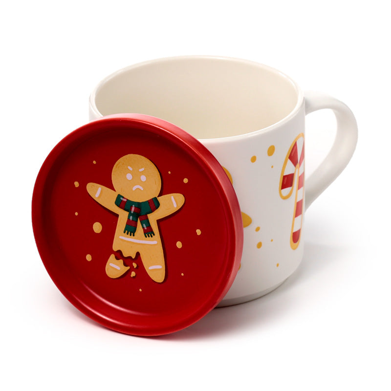 Christmas Gingerbread Porcelain Mug & Coaster Lid Set