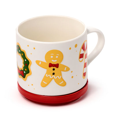 Christmas Gingerbread Porcelain Mug & Coaster Lid Set