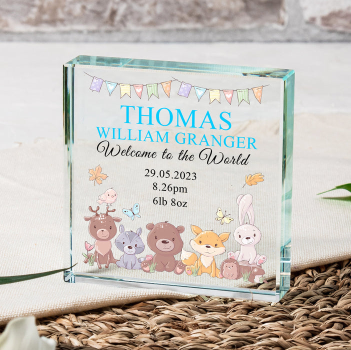 Personalised Welcome to the World New Baby Glass Block