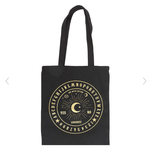 Black and Gold Ouija Board Polycotton Tote Bag