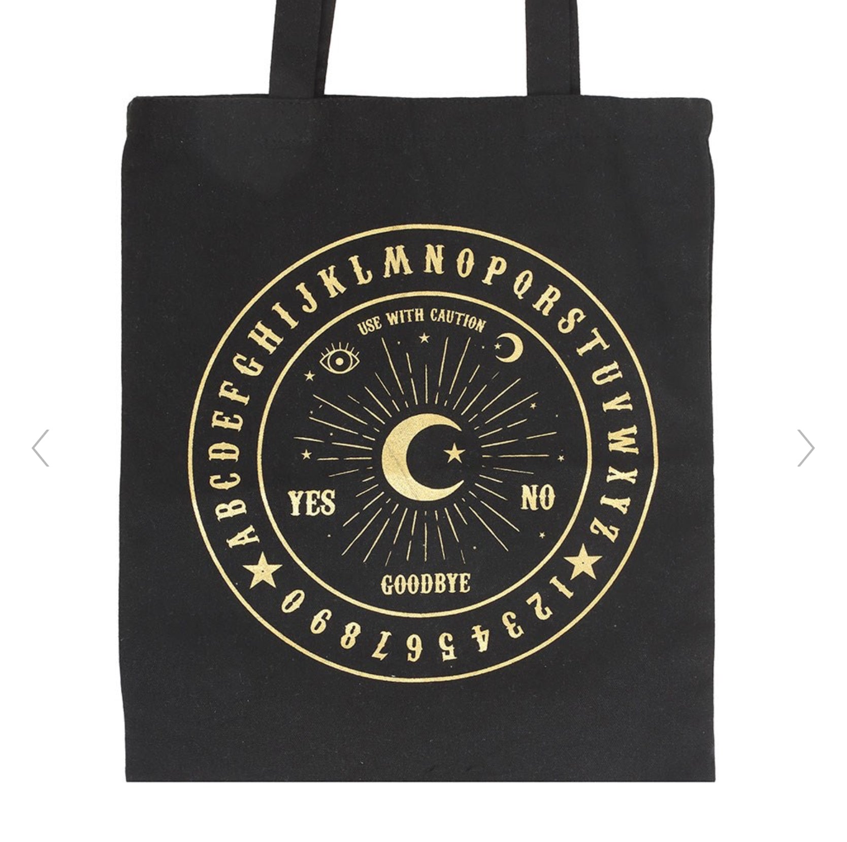 Black and Gold Ouija Board Polycotton Tote Bag