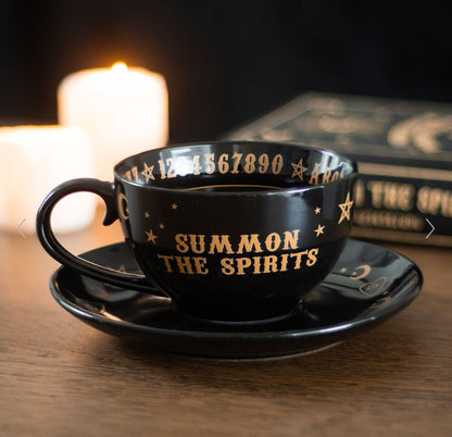 Black Ouija Board Teacup and Saucer