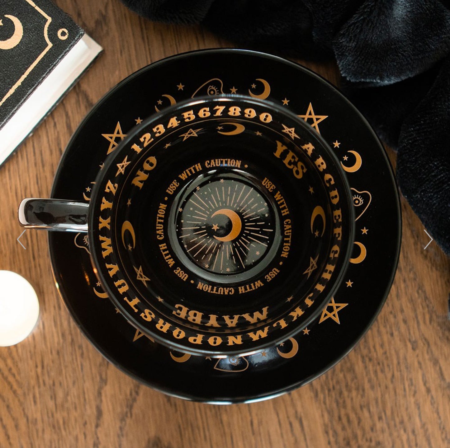 Black Ouija Board Teacup and Saucer