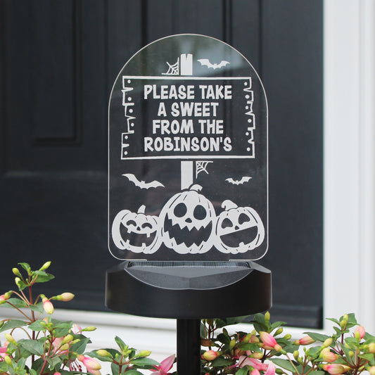 Personalised Pumpkin Patch Halloween Outdoor Solar Light